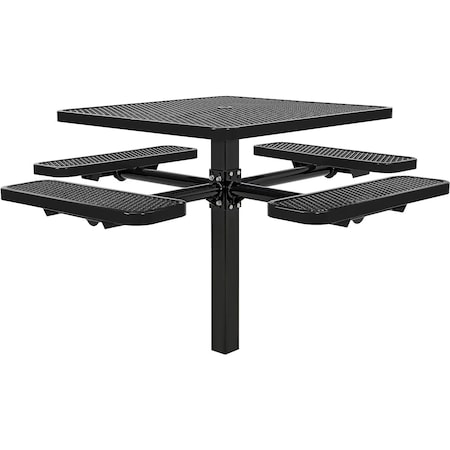 Global Industrial Square Picnic Table, Black, Expanded Metal, In Ground Mount, 46 in 695293BK